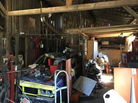 Inside the barn on 70 Acre Farm