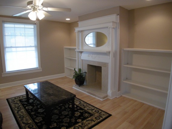 family room with fire place