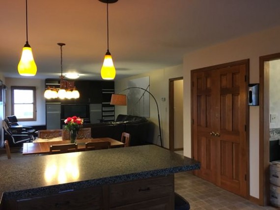 looking from kitchen into family living space