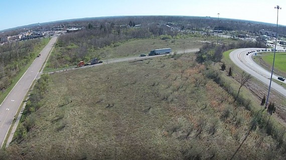 Aerial view looking South from I-70 down Freedom Way