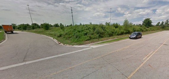 Intersection of Freedom Way and the road into the property