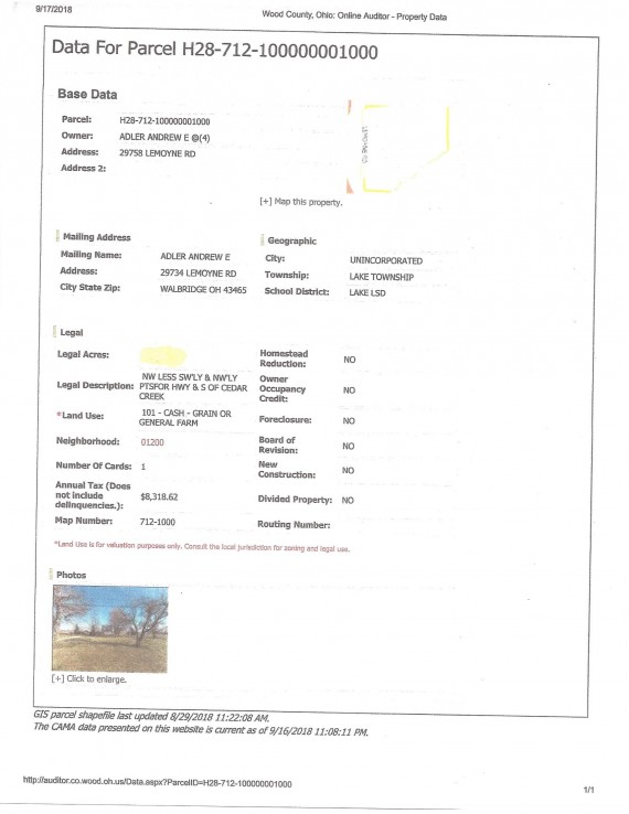 Past Real Estate Auction 29758 Lemoyne Rd