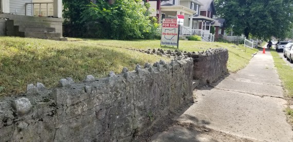 Rock Retaining Wall, Sidewalk