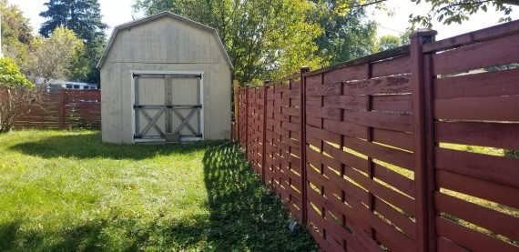 Wooden Privacy Fence & Large Storage Shed