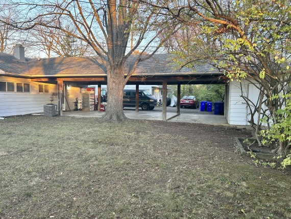 Huge Illuminated Attached Covered Carport For (3) Three Full Size Cars